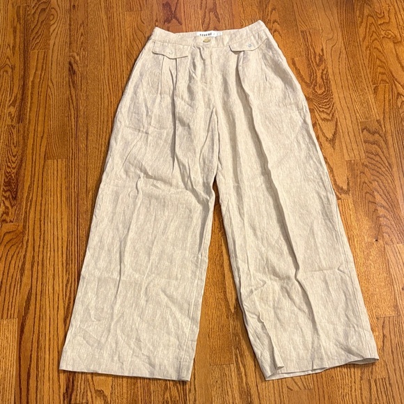 Sovere Pants - Sovere linen Cream Wide-Leg Pants